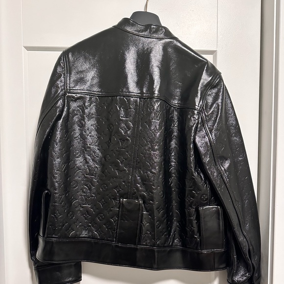 Oversized Belt Embossed Monogram Leather Jacket EU 38/ US 6/ Medium - Picture 6 of 10